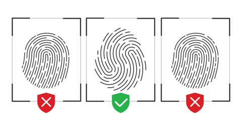 Set of fingerprints . Security access sign.Safety lock. Vector illustration .