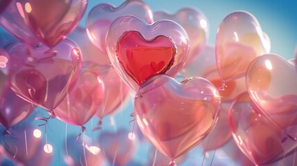 Heart shaped helium balloons