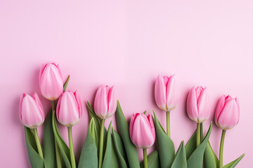 Spring, Happy Easter flowers background. Mother's Day. International Women's Day card, pink tulips