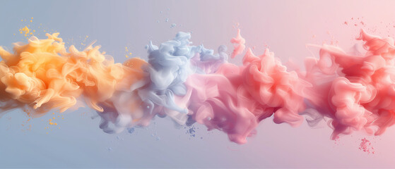 multicolored pastel cloud of smoke from colored powder images, delicate style, video glitches, high quality photography, colorful explosions, vibrant composition, psyche
