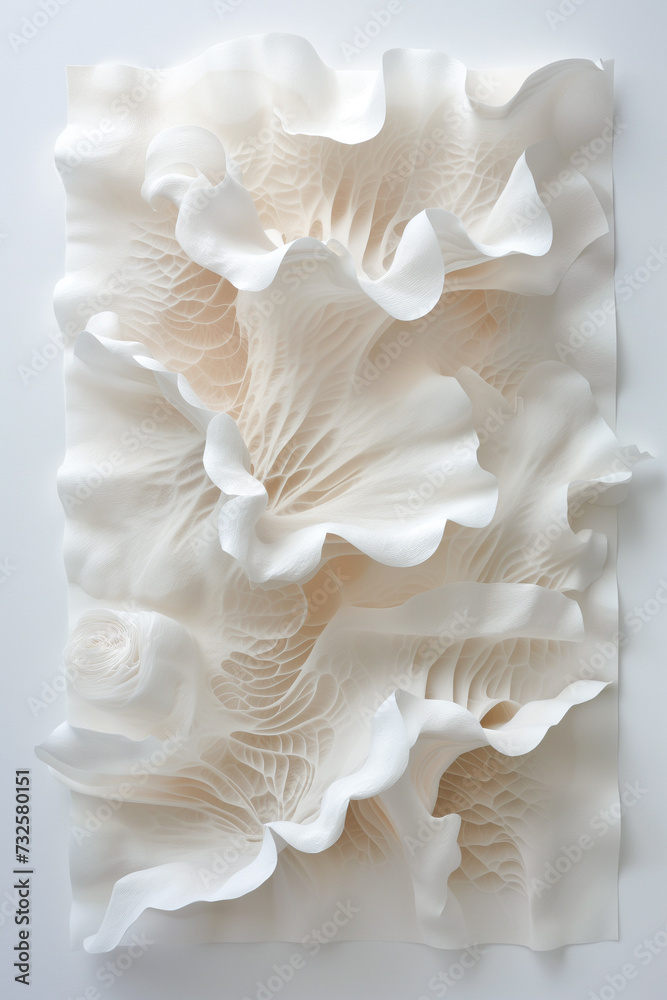 Wall mural paper sculpture of organic shapes seashell on white background - Wall murals