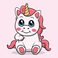 vector Cute baby unicorn cartoon posing character