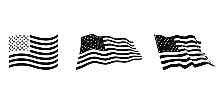 US American waving flag vector. USA wave flag Clipart American flag Cricut Procreate vector.