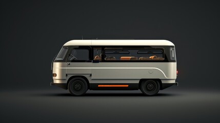 Modern commercial van on a gray background with shadow