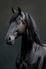 Portrait of realistic Black horse