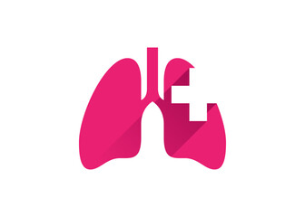 Simple Lungs logo template vector with medical cross, Health lungs Template, Logo symbol icon