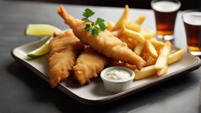 Tempting plate of beer-battered fish and chips
