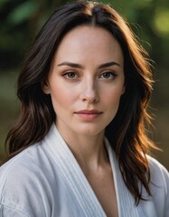 Epic Karate Warrior: Striking Portrait of a Young Woman in Martial Arts Mastery