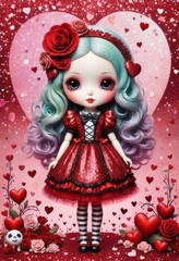 Obraz na płótnie Canvas girl with pink heart