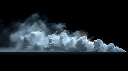 White smoke in front of a black background