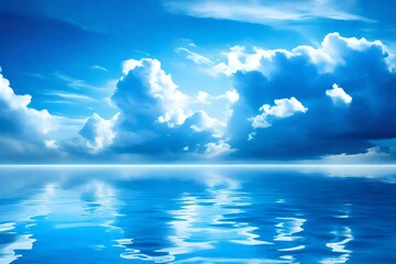 Sky and water in fresh blue colors.