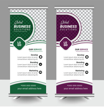 Editable roll-up banner vector template ,Modern business Roll-up banner design stands template layout 