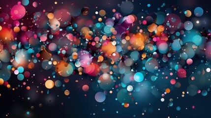 AI generated illustration of An abstract background featuring a chaotic colorful circles and bubbles - obrazy, fototapety, plakaty