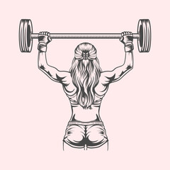gym with dumble up to hand fitness back vector