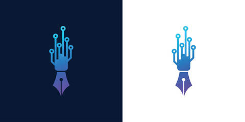 Technology pen logo, abstract logo, internet icon