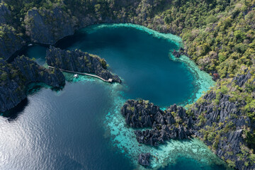 Naklejka na ściany i meble Aerial view of Twin Lagoon in the Philippines