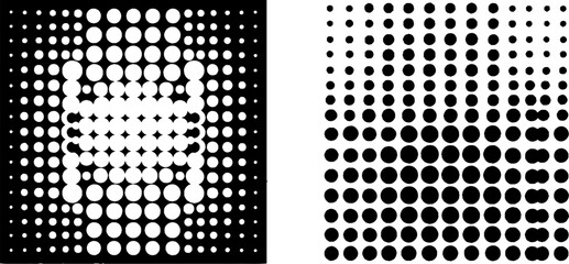 Half tone circle shape dot pattern monochrome modern texture black halftone decoration vector illustration.spotted gradient effect geometric element white retro graphic art abstract background design.