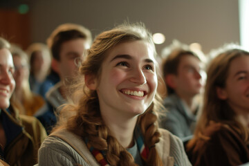 Student lecture, college campus, knowledge sharing, educational environment