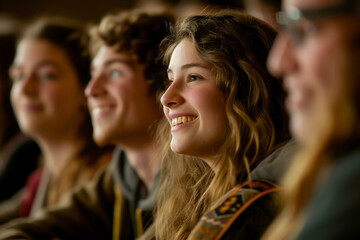 Obraz premium Educational discourse, college lecture, student engagement, university ambiance
