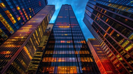 Urban Skyline Majesty: Iconic Skyscraper in City Lights