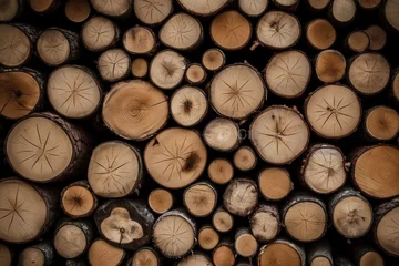 Foto op Aluminium stack of firewood © Roman