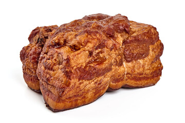Cold smoked meat, isolated on white background.
