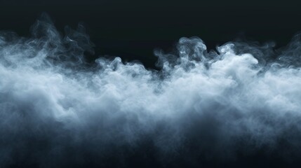 White abstract background explosion fog liquid cloud. Dense swirling fog or smoke over a dark background.

