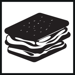 S'mores Silhouette Clipart Vector, Silhouette Smores Vector Illustration,  Smores Silhouette Icon, Silhouette Logo 