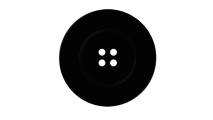Black plastic cloth button with four holes isolated on transparent and white background. Buttons concept. 3D render