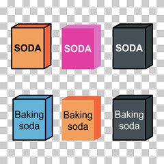 Set of Baking soda ingredient icon, cook design symbol, bakery product vector illustration