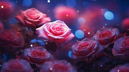 beautiful roses in the garden with bokeh background.