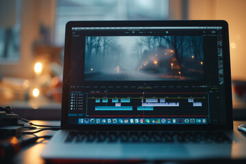 video editting timeline on the computer screen