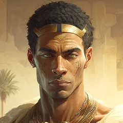 Foto op Canvas Sands of Time: The Timeless Gaze of a Man from Tutankhamun's Era © PAO Studio
