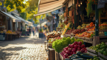 Fototapeta na wymiar Street outdoors market of natural products
