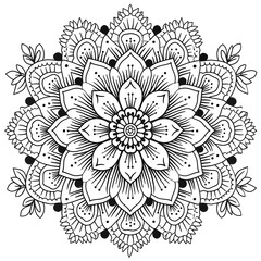 Floral mandala coloring book page, mandala coloring book page, flower coloring book page, floral design, mandala style