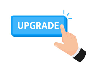Upgrade Button with pointer clicking. Web button. Finger Pressing. Click to Upgrade Concept. Vector illustration