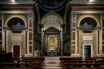 Altar of the Basilica del Sacro Cuore di Gesù, renaissance revival styled church in Rome, Italy	