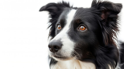A Captivating Close-Up of a Border Collie on White Background