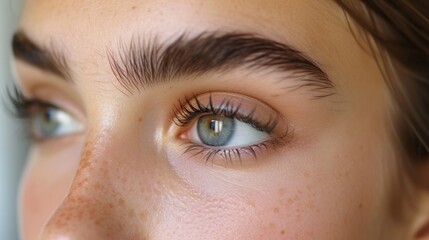 Fototapeta premium Girl's face with Natural wide and thick eyebrows, close-up