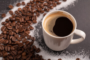 bean, espresso, coffee cup, hot drink, aroma, caffeine, horizontal, sugar, beverage, cup, cafe, roasted