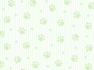 かわいい動物の足跡の背景イラスト、グリーンの模様の壁紙。シームレスなパターンのベクターイラスト素材。