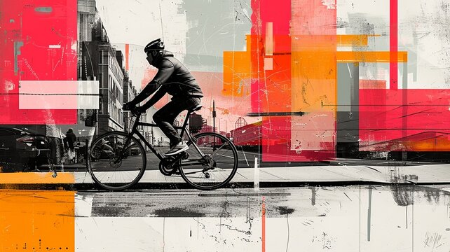 Fashionable Urban Cycling Lifestyle Collage

