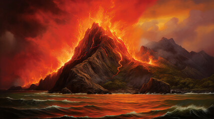 Illustration of a volcanic eruption