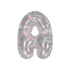 3D pink hearts pattern transparent helium balloon letter A