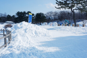 The snow piled up very high.