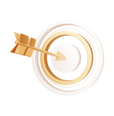 Arrow hitting aim 3d rendering illustration