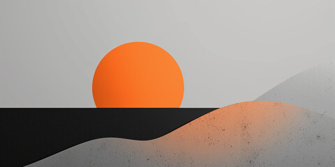 Paysage lever de soleil minimaliste - obrazy, fototapety, plakaty
