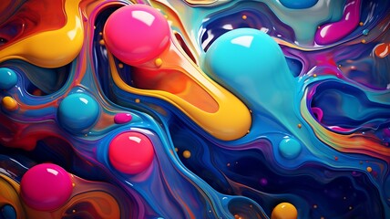 colorfull liquid acrylic paint or fluid bubble flow wallpaper - obrazy, fototapety, plakaty