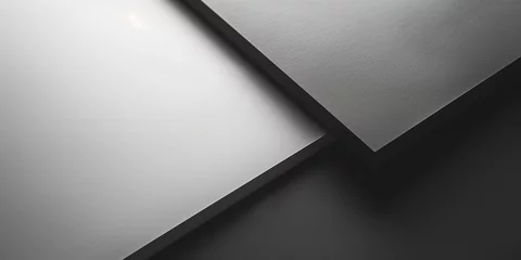 Fotobehang Arrière-plan abstrait de plaques de métal, texture de métal scintillant aux reflets chromés © Leopoldine