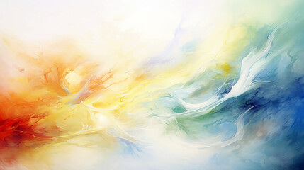 Abstract background with watercolor stains in blue, yellow and orange colors - obrazy, fototapety, plakaty